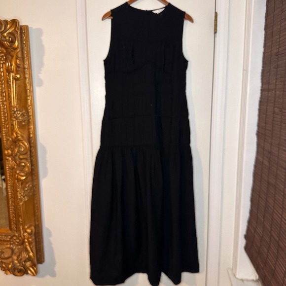 H&M Black Maxi Dress Sleeveless Pleated Tiered Casual Summer Dress Women's M - Picture 7 of 9